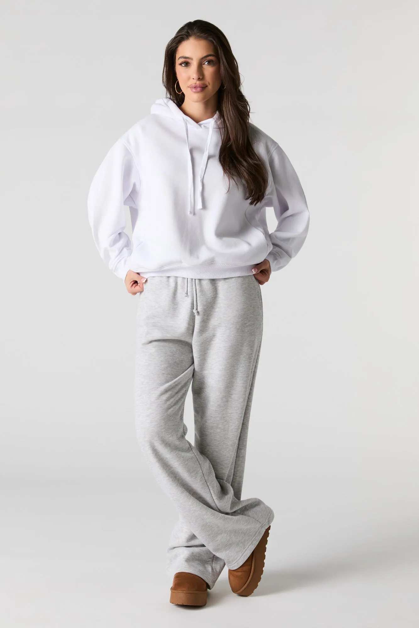 Oversized Solid Fleece Hoodie