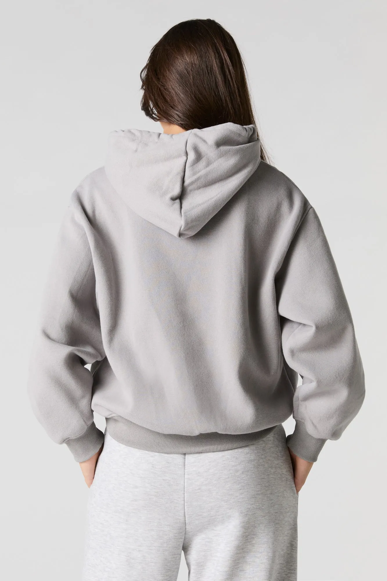 Oversized Solid Fleece Hoodie