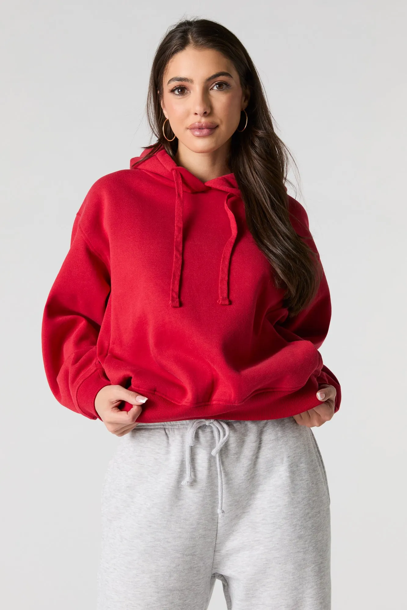 Oversized Solid Fleece Hoodie