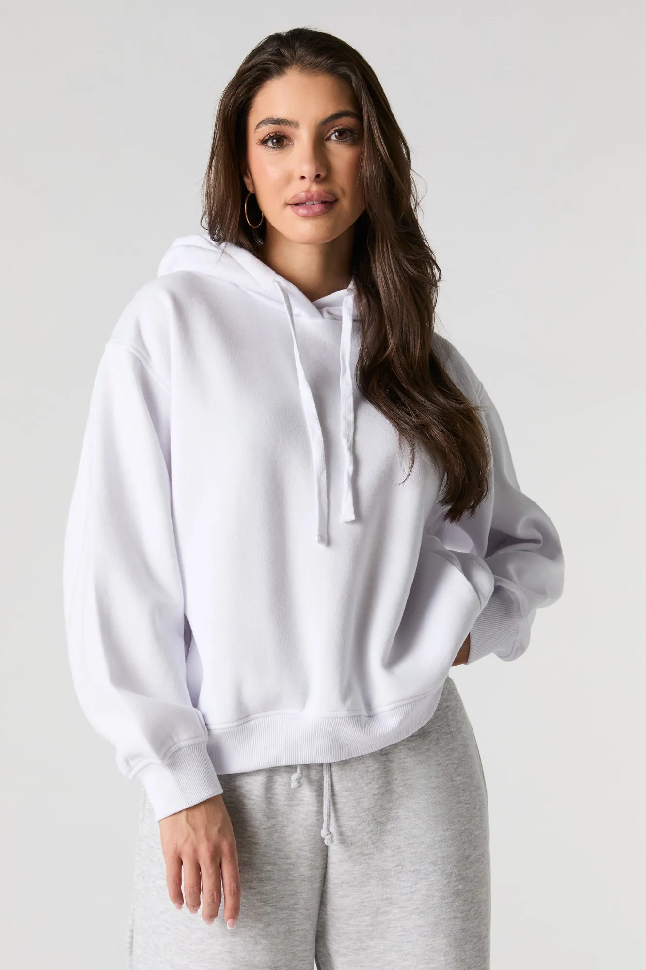Oversized Solid Fleece Hoodie