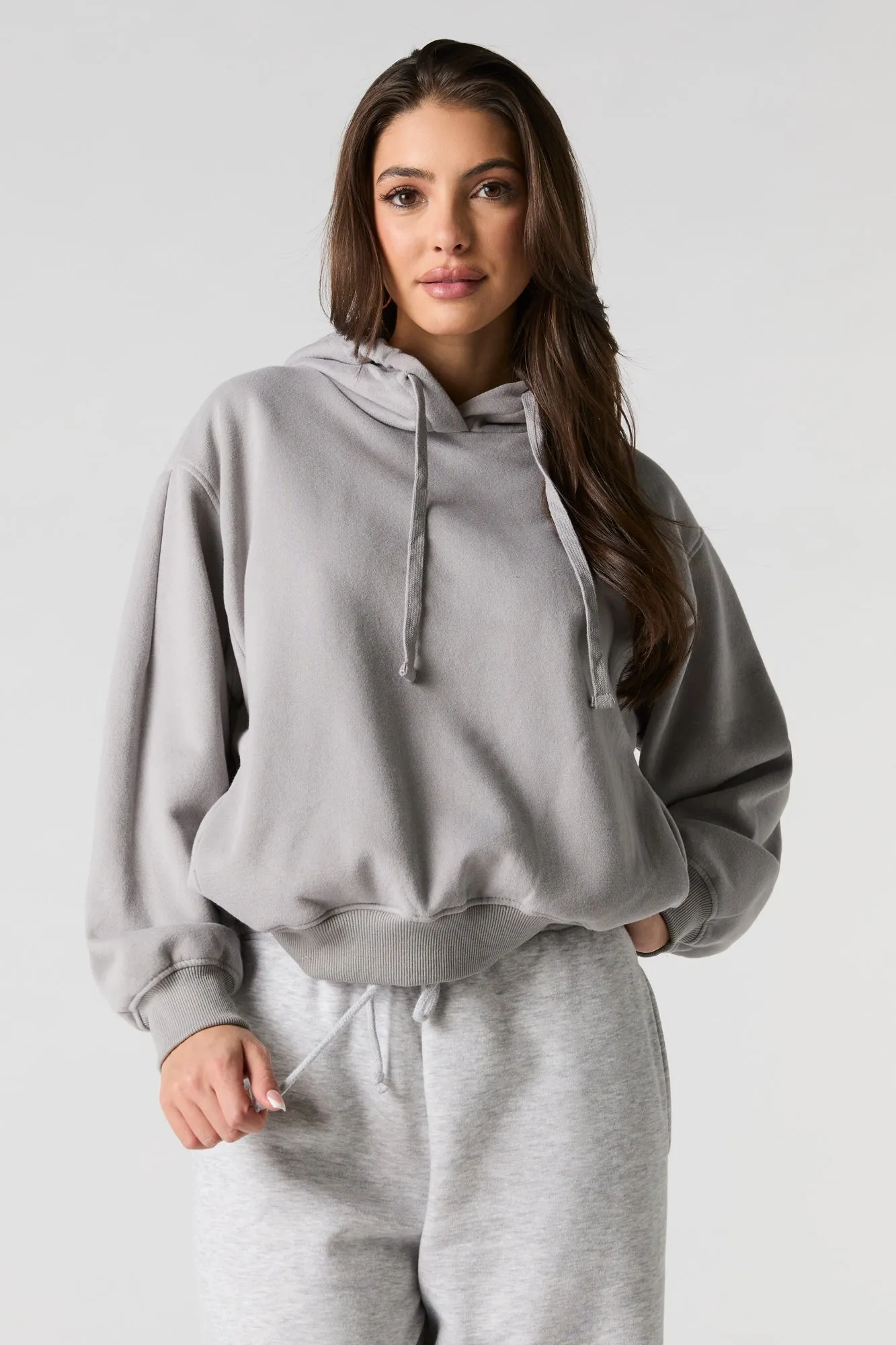 Oversized Solid Fleece Hoodie