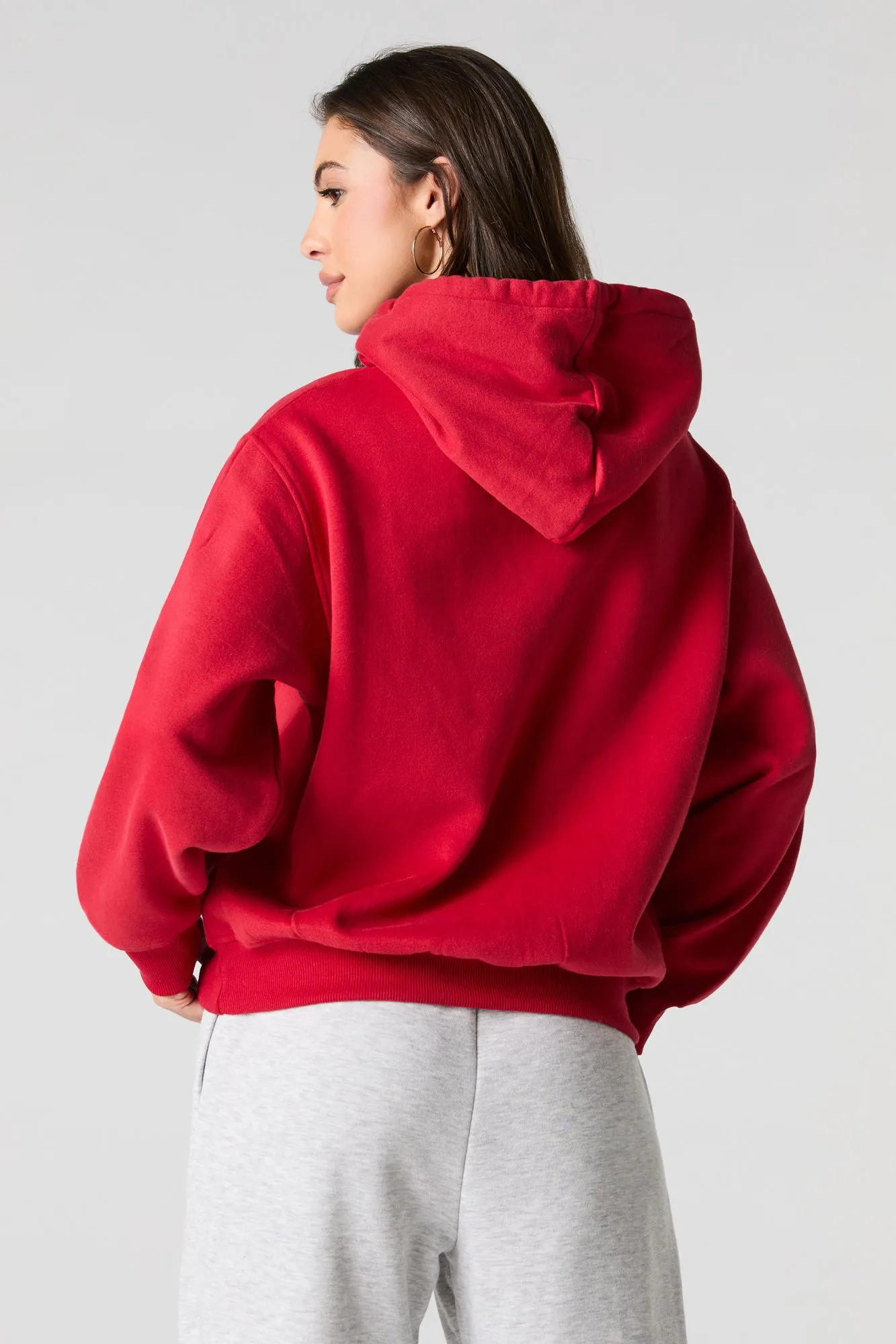 Oversized Solid Fleece Hoodie