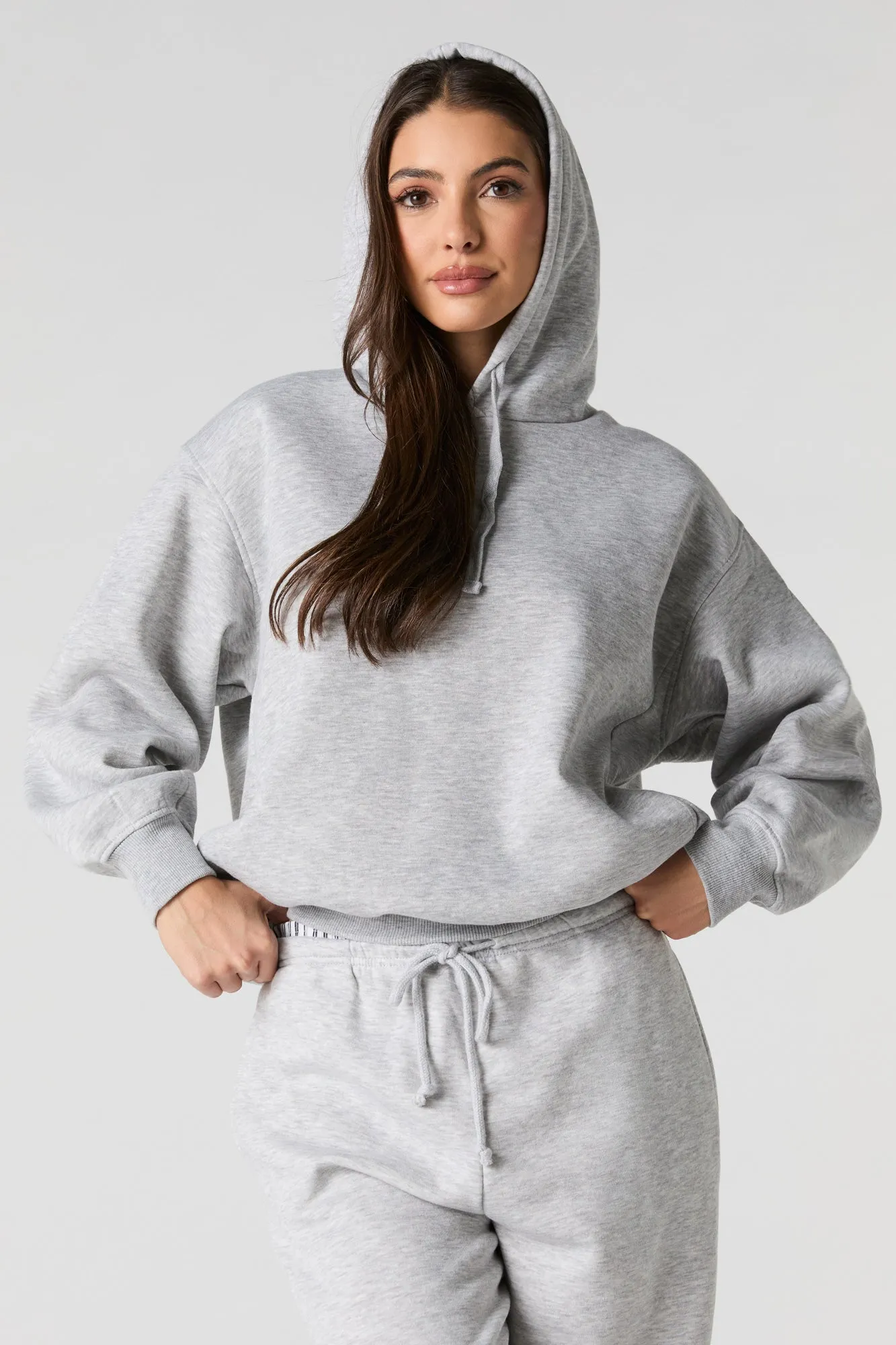 Oversized Solid Fleece Hoodie