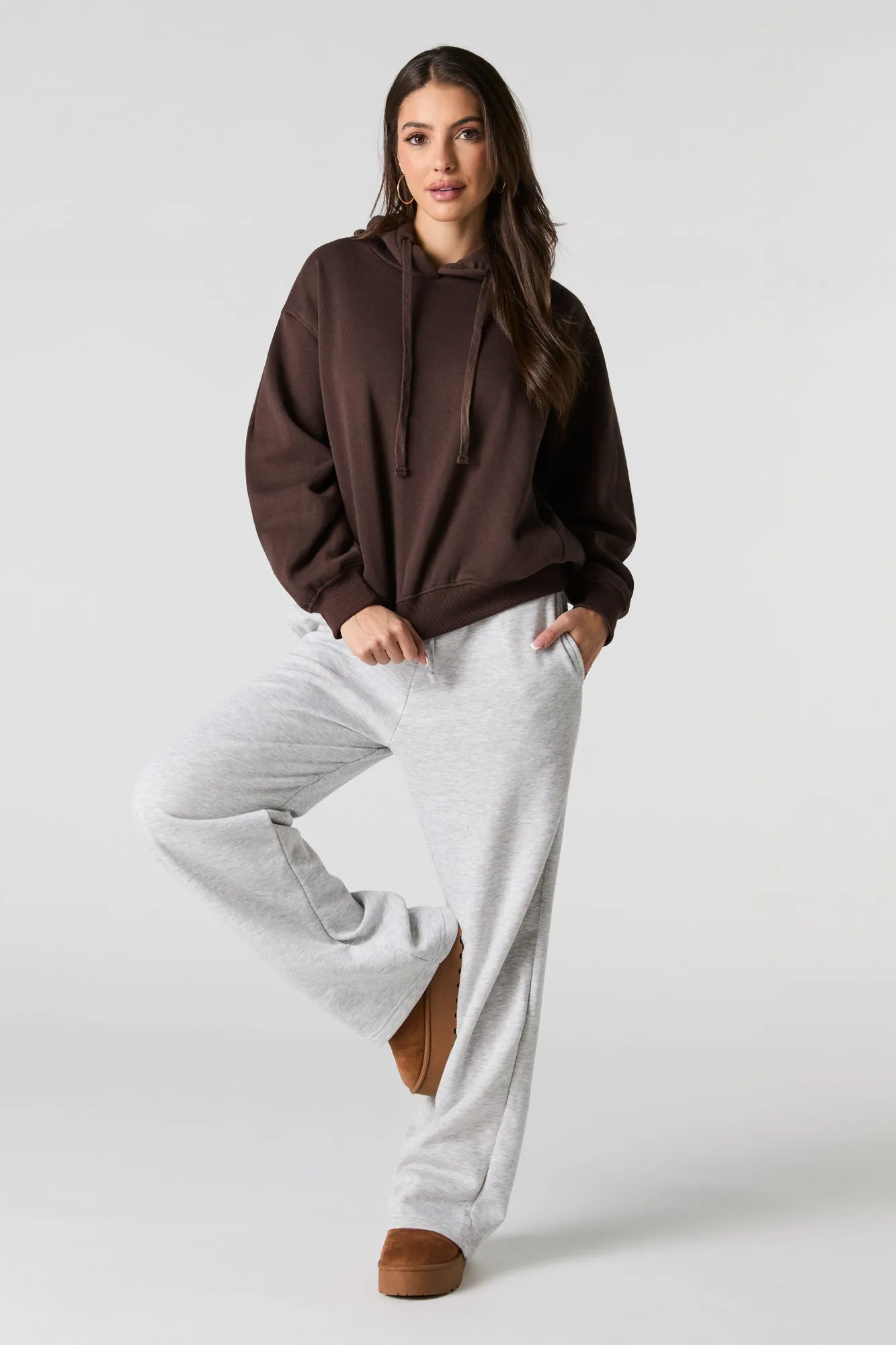 Oversized Solid Fleece Hoodie
