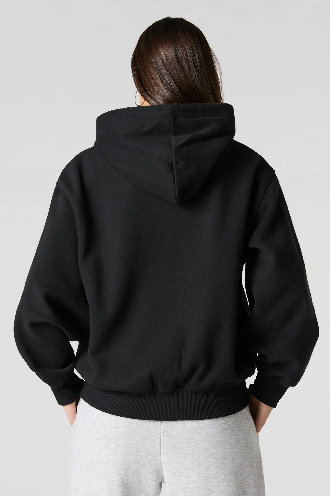 Oversized Solid Fleece Hoodie