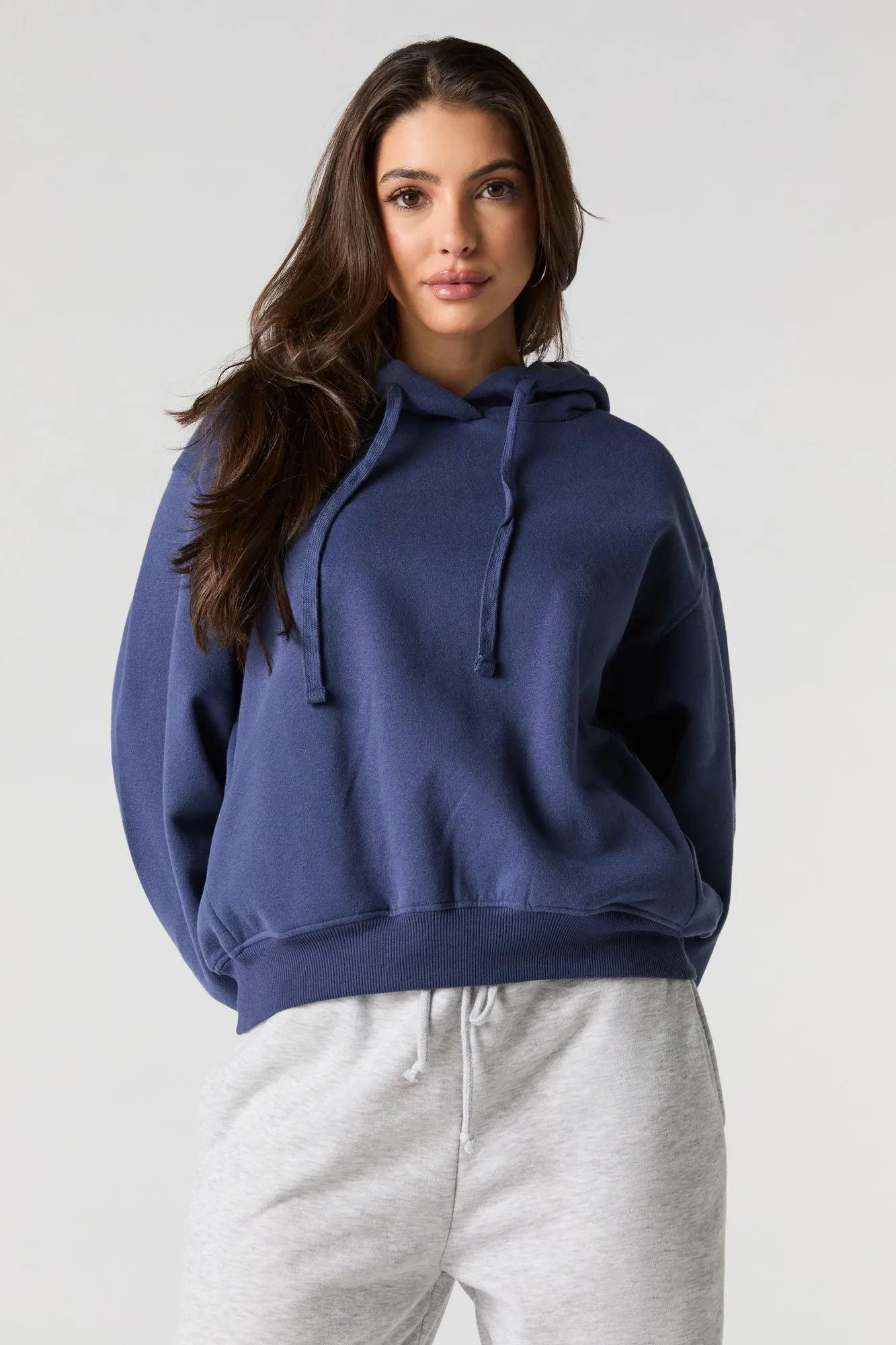 Oversized Solid Fleece Hoodie
