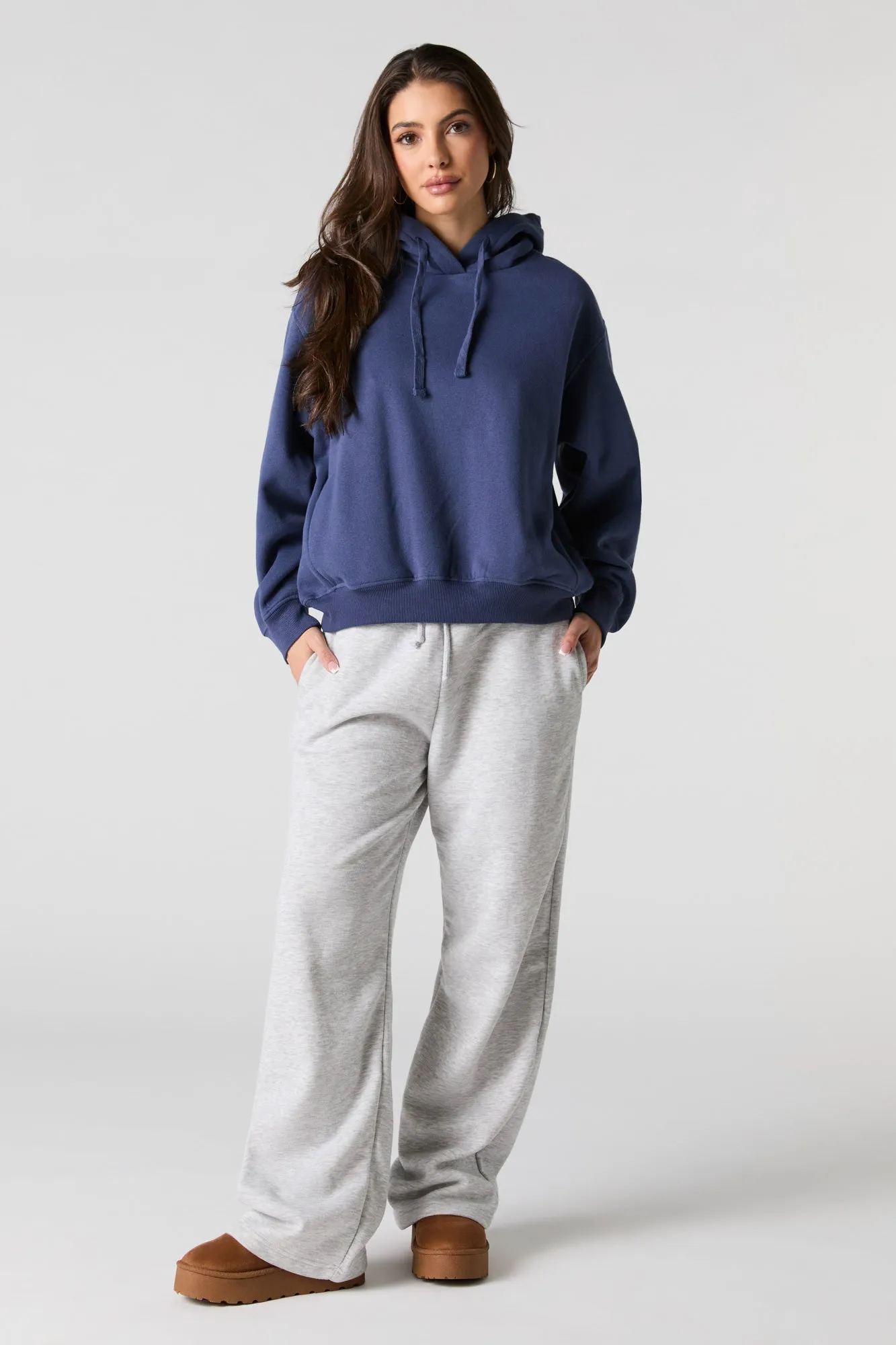 Oversized Solid Fleece Hoodie