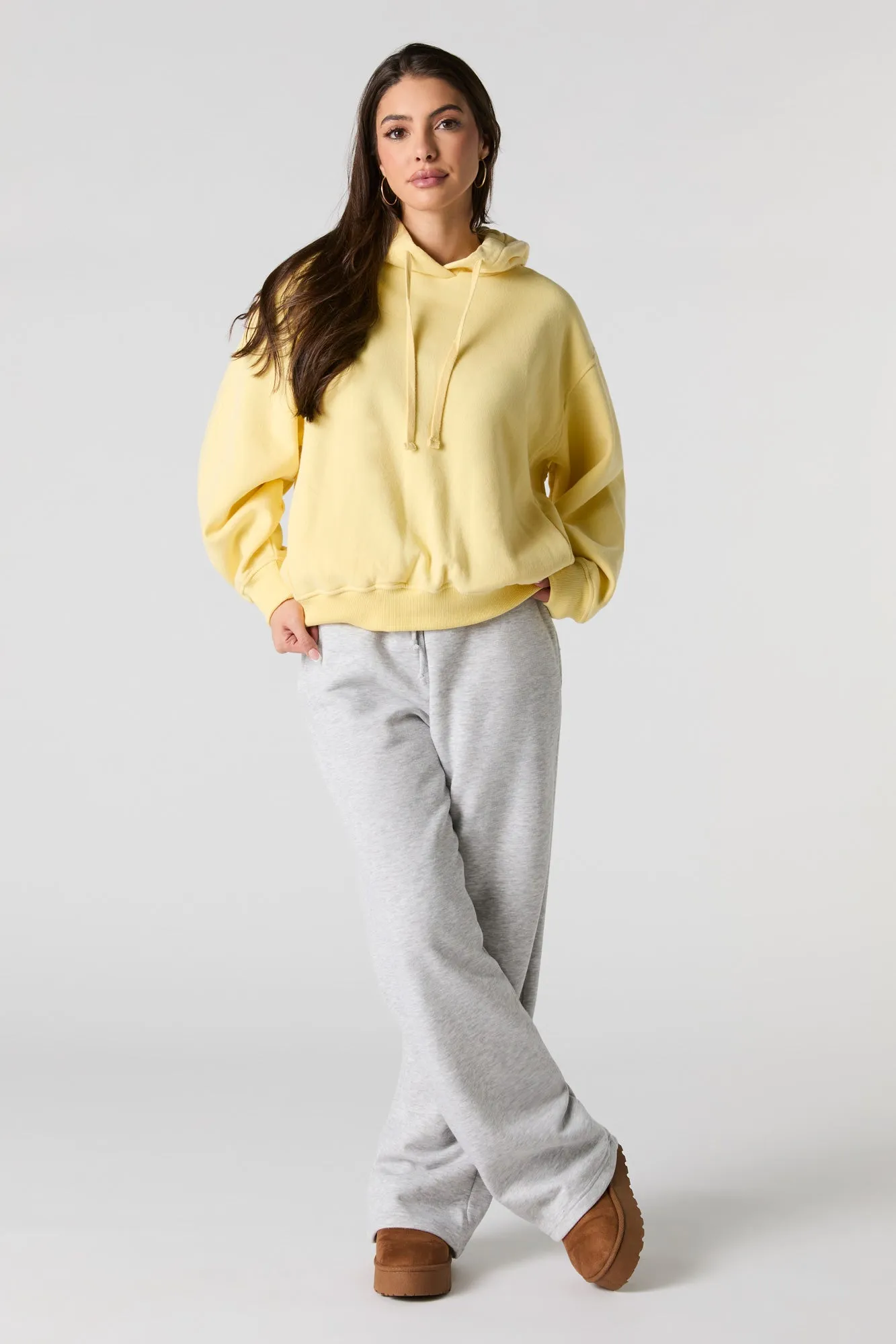 Oversized Solid Fleece Hoodie