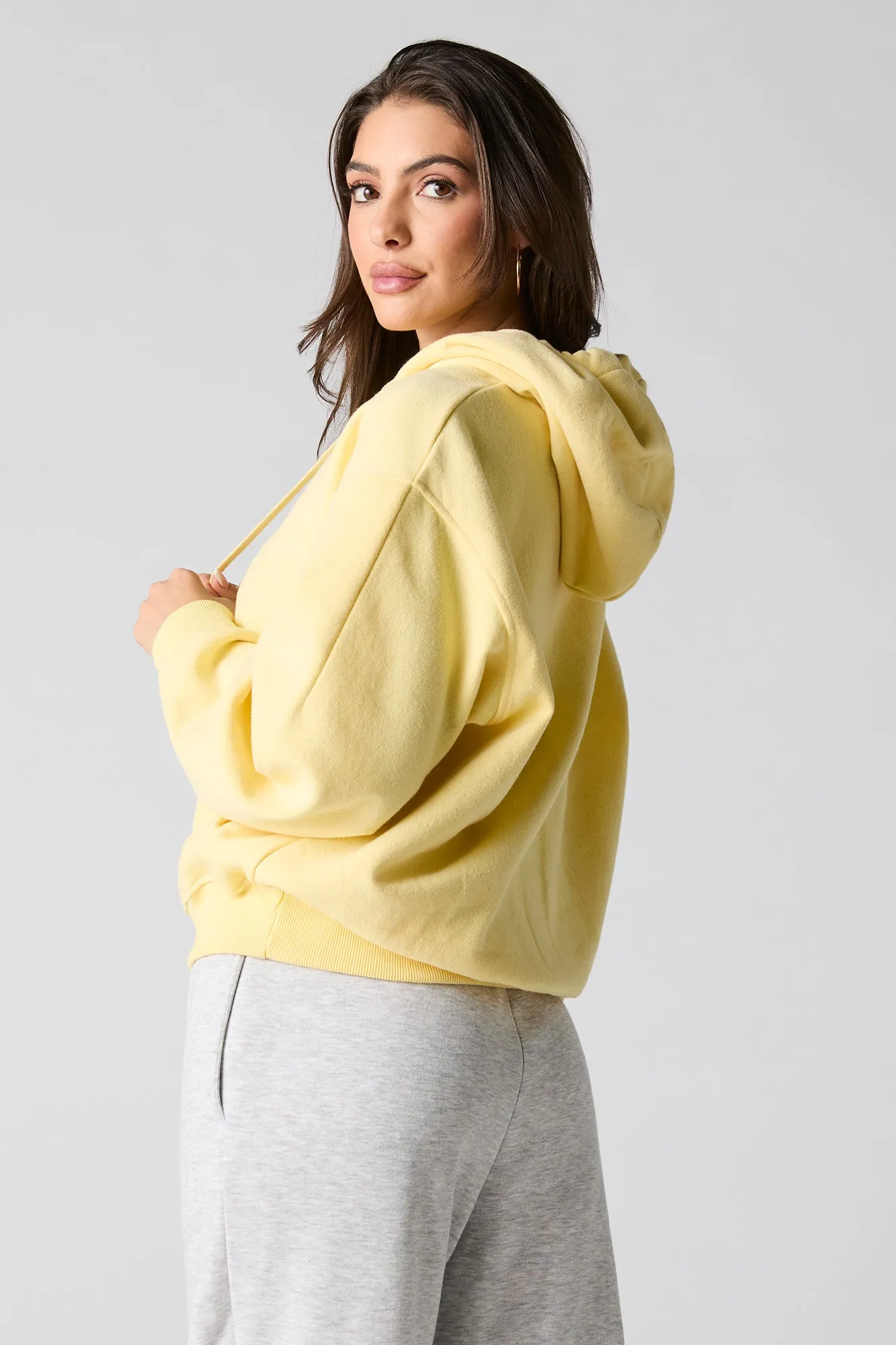 Oversized Solid Fleece Hoodie
