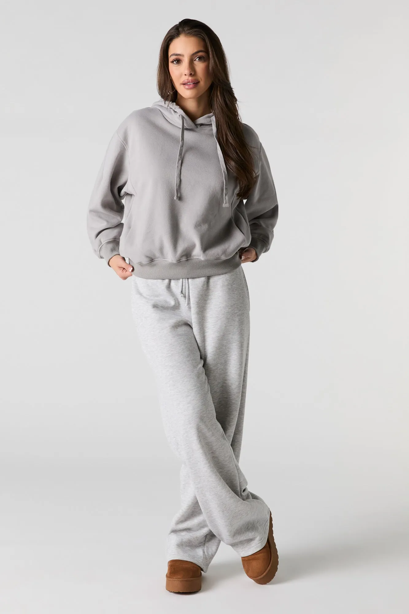 Oversized Solid Fleece Hoodie
