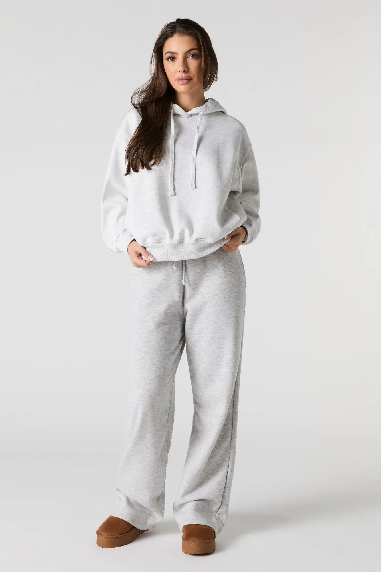 Oversized Solid Fleece Hoodie