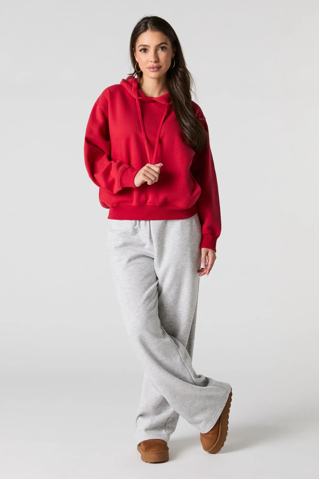 Oversized Solid Fleece Hoodie