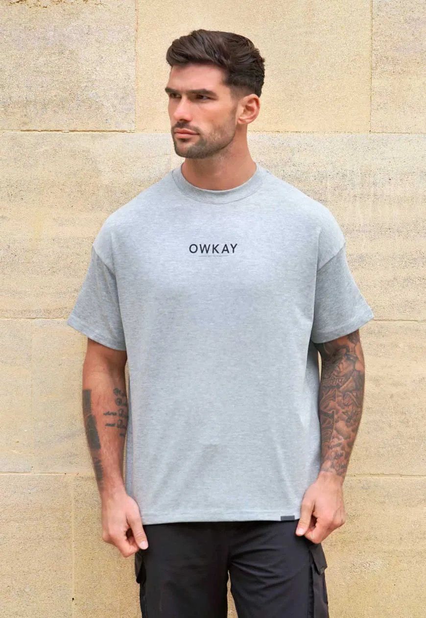 OVERSIZED T-SHIRT STATEMENT - HEATHER GREY