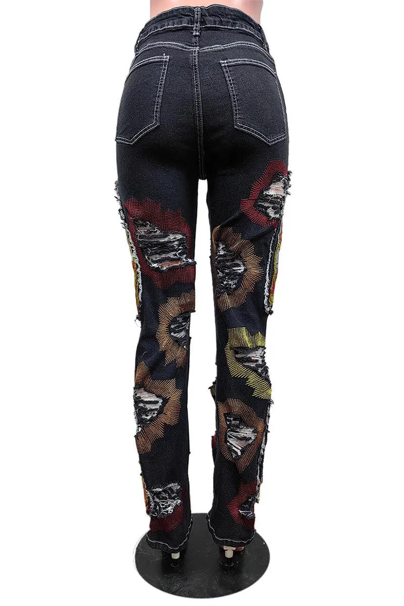 PL0088 Graphic Embroidery Jeans