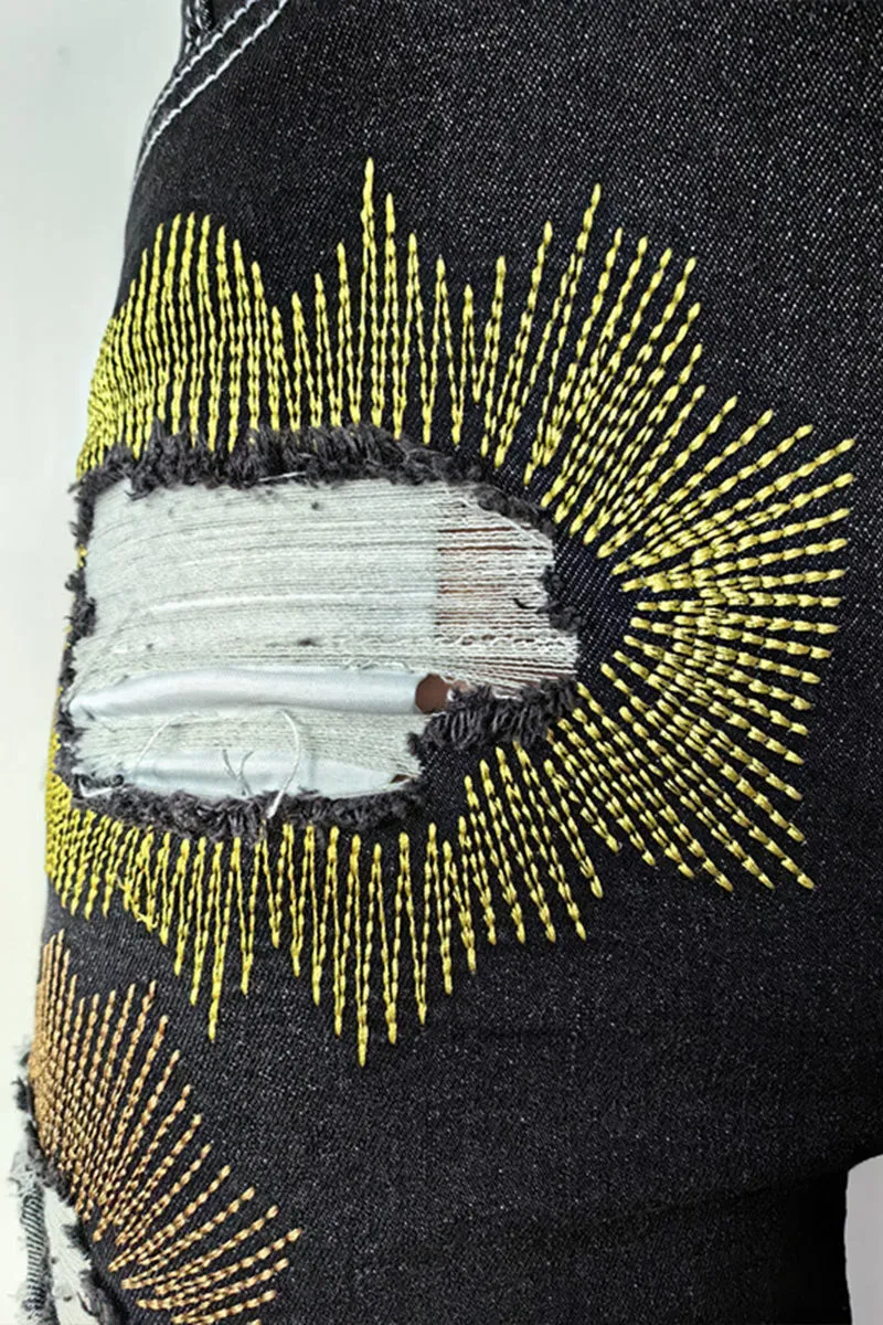PL0088 Graphic Embroidery Jeans