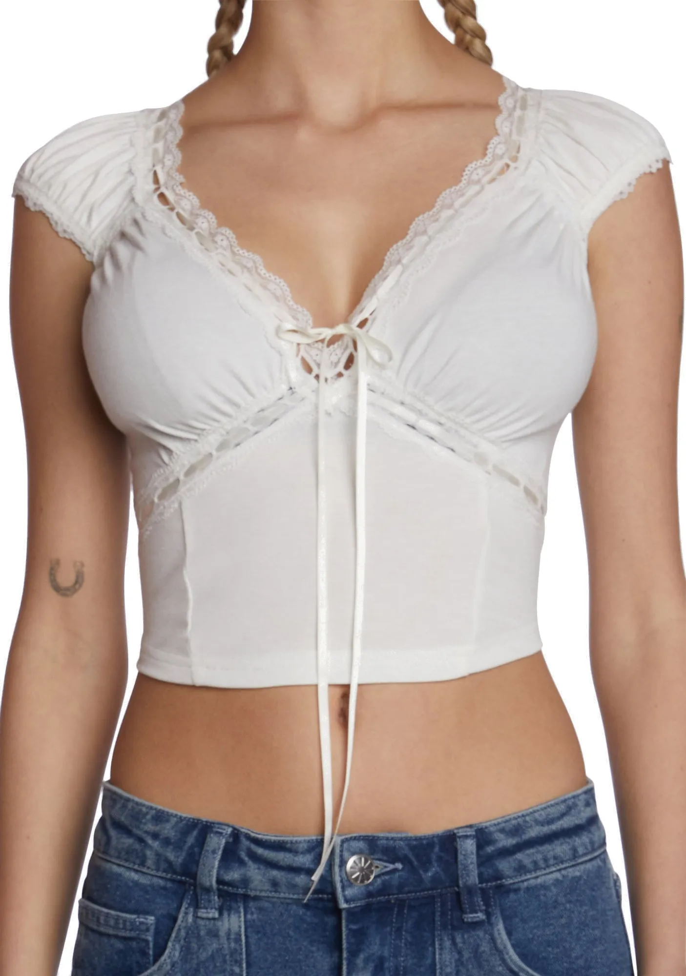 Queen Of Spring Lace Trim Top - White