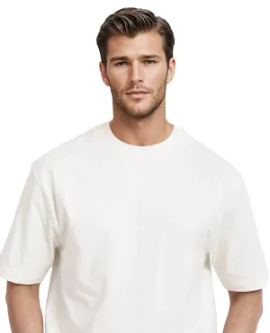 Rare Rabbit Men Nobs Off White Short Sleeve Crew Neck Oversized Fit Graphic Print T-Shirt