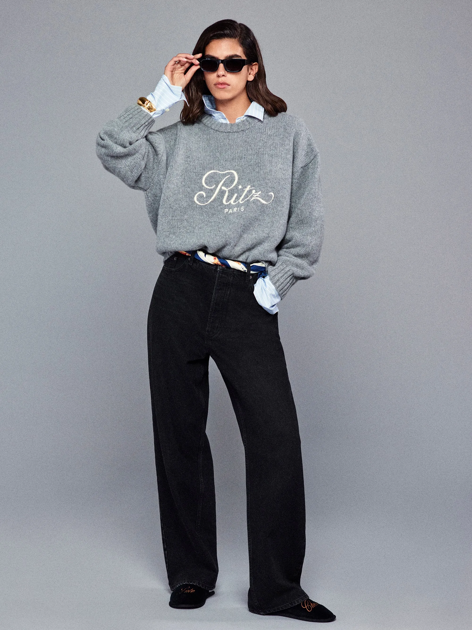 Ritz Unisex Cashmere Sweater -- Grey Melange