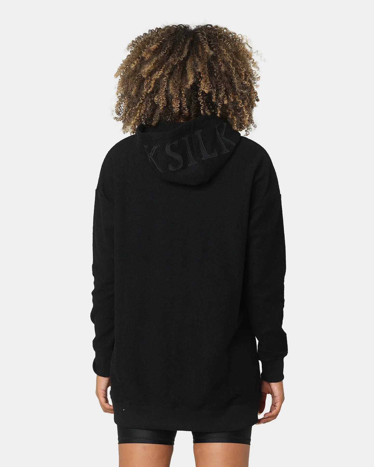 Sik Silk Women's Reverse Fleece Hoodie Dress Black