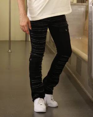 Stylish Raw edge Black Jeans with Side Pocket Detailing