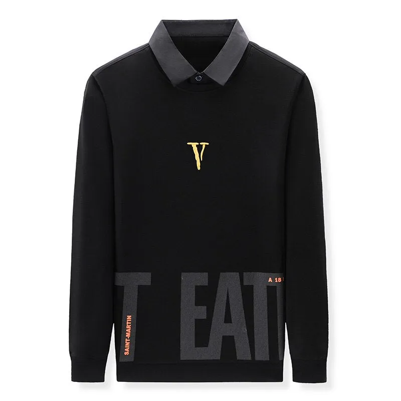 V-Letter Printed Sweater