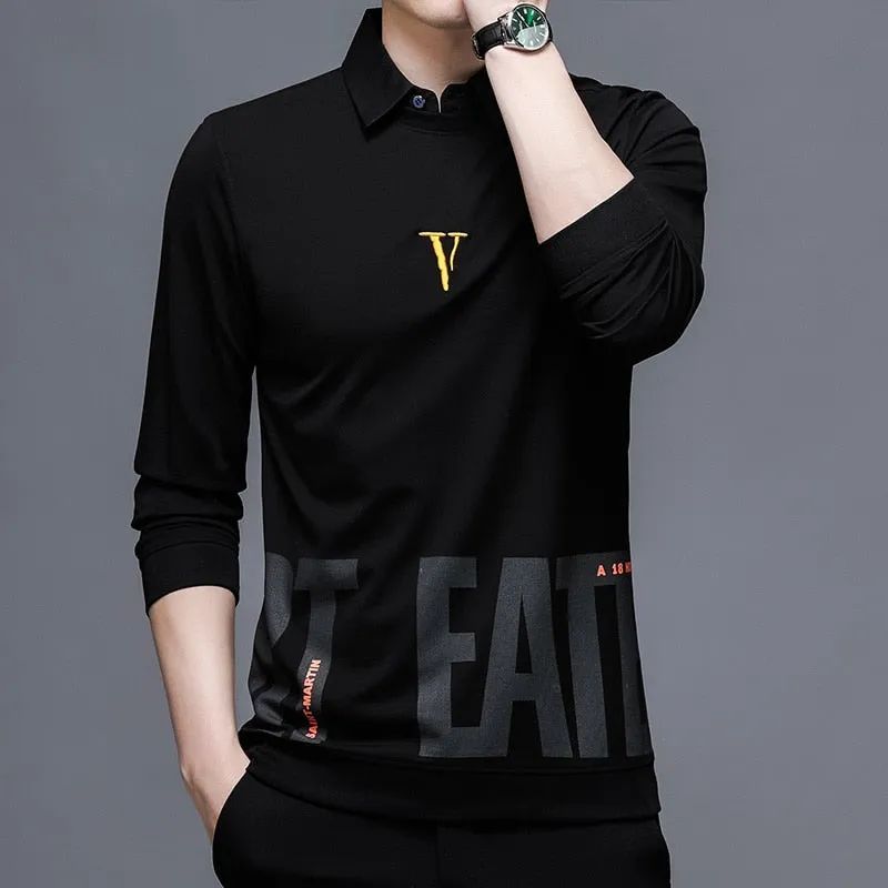 V-Letter Printed Sweater