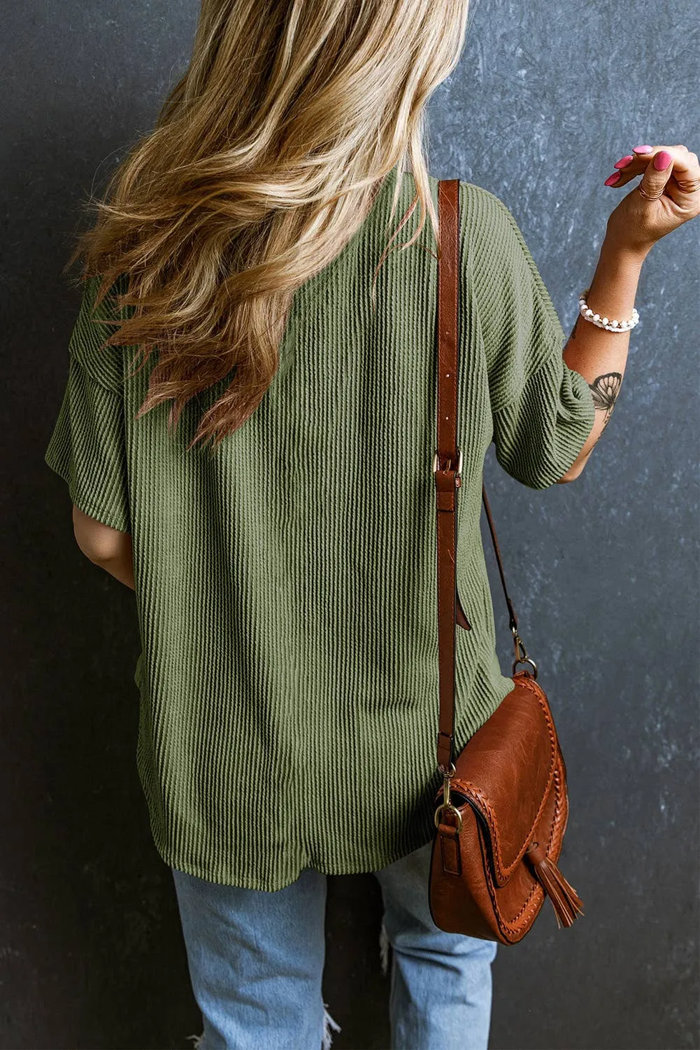 V Neck Crinkle Top
