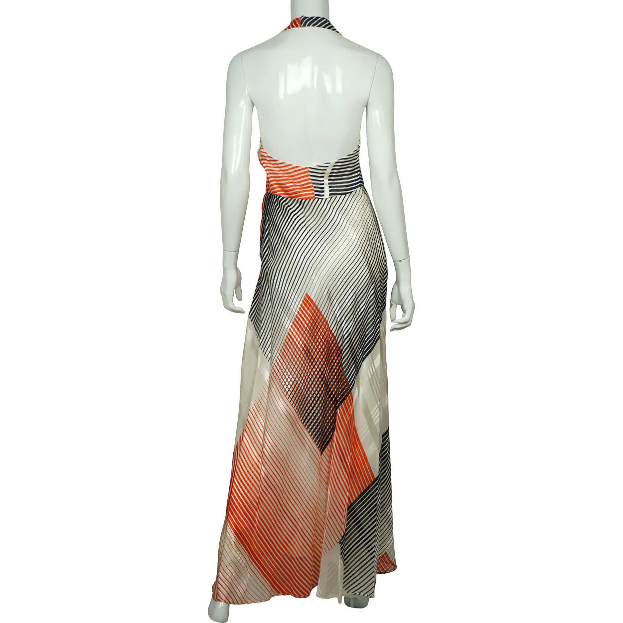 Vintage 1970s Silk Evening Gown with Matching Stole Halter Style Dress Size M
