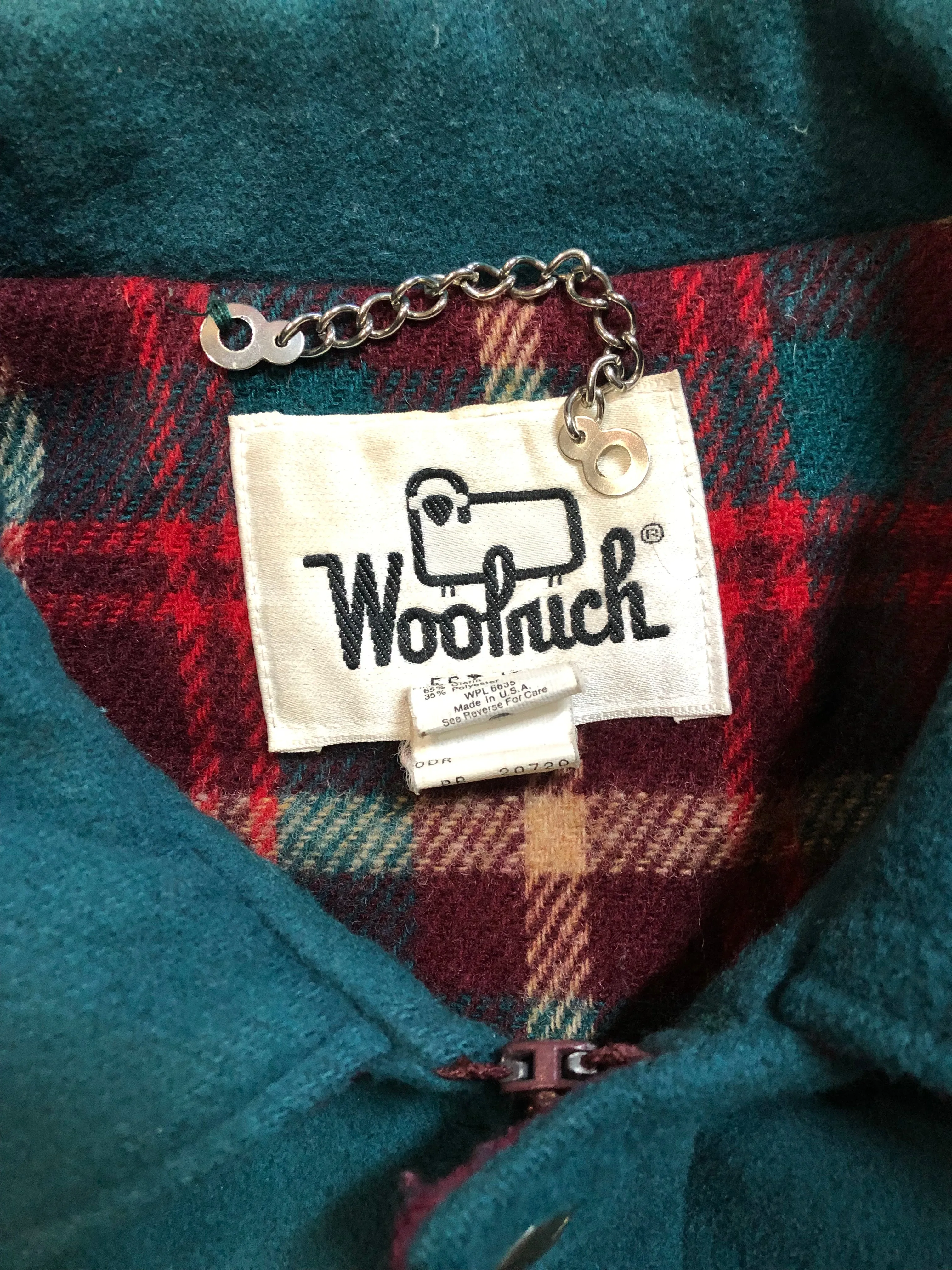 Vintage Woolrich Wool Teal Bomber Jacket, Made in USA