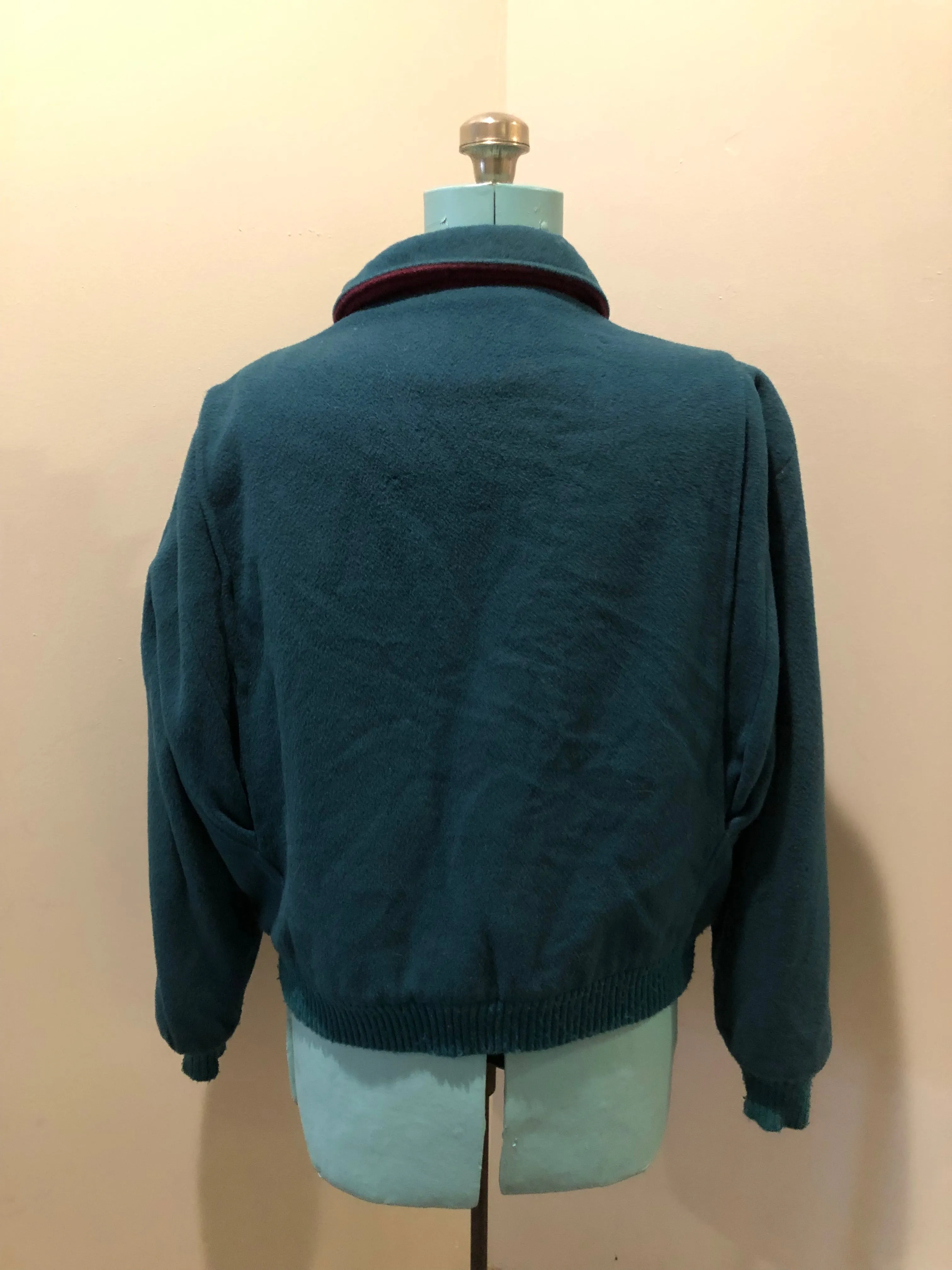 Vintage Woolrich Wool Teal Bomber Jacket, Made in USA