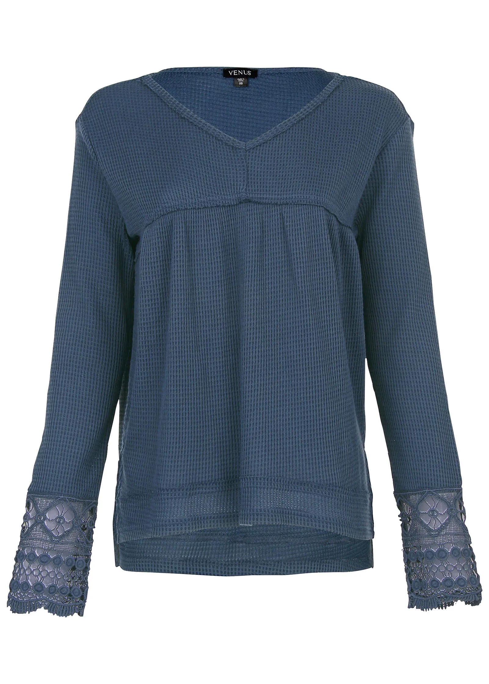 Waffle Babydoll Top - Vintage Indigo
