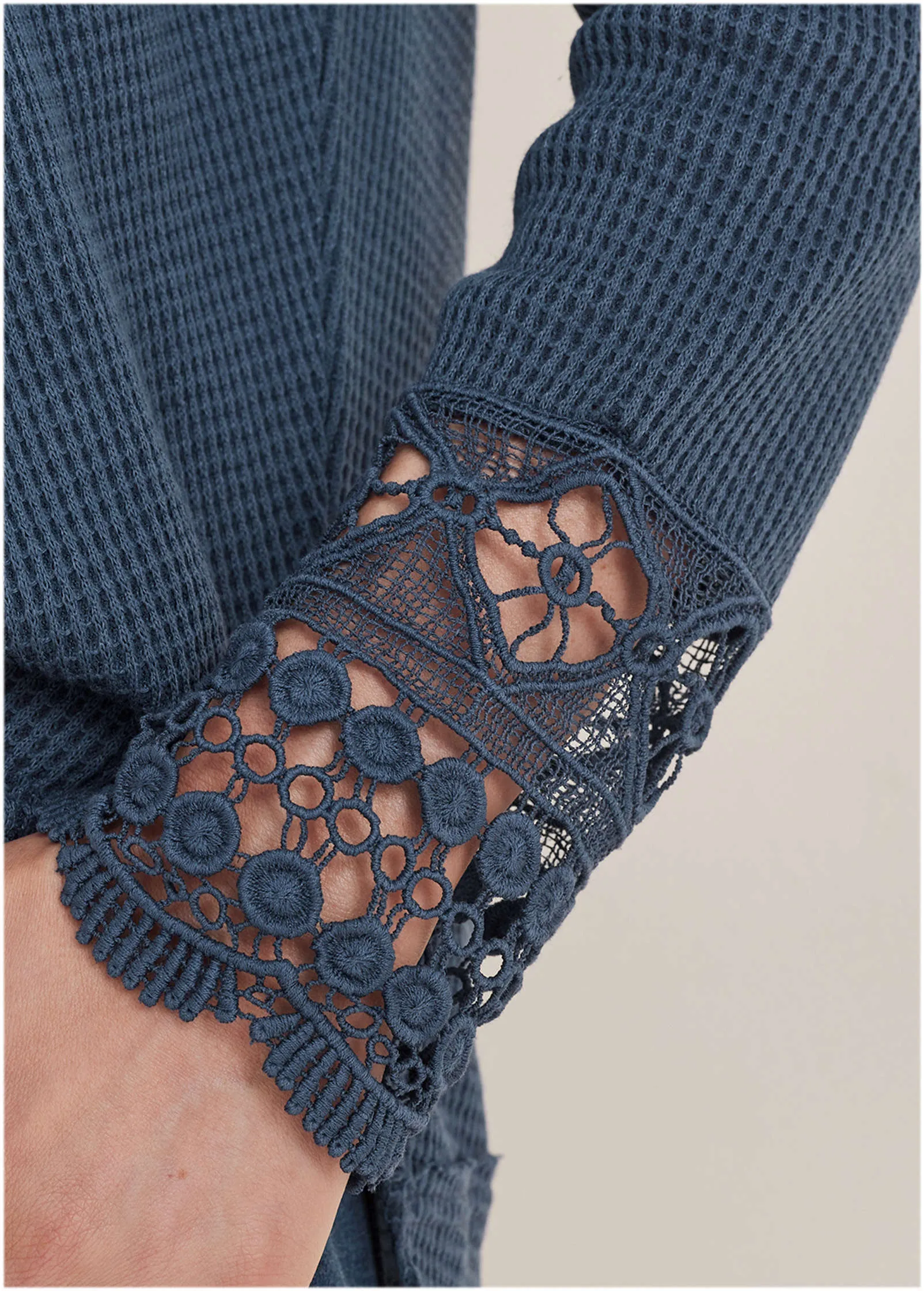 Waffle Babydoll Top - Vintage Indigo
