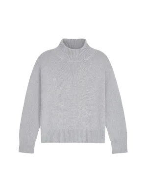 Women's Recycled Cashmere Turtleneck Sweater—grey marl