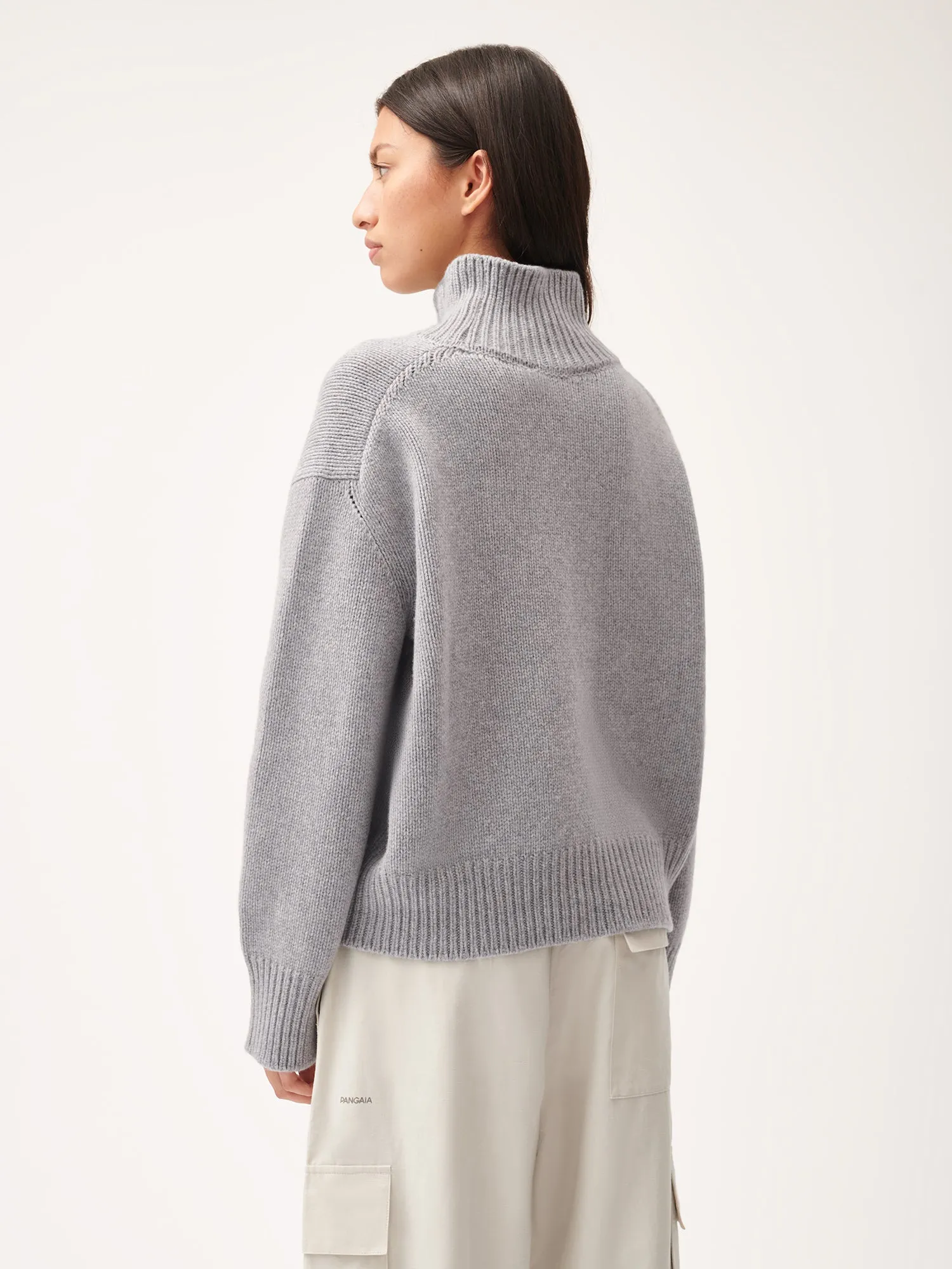 Women's Recycled Cashmere Turtleneck Sweater—grey marl
