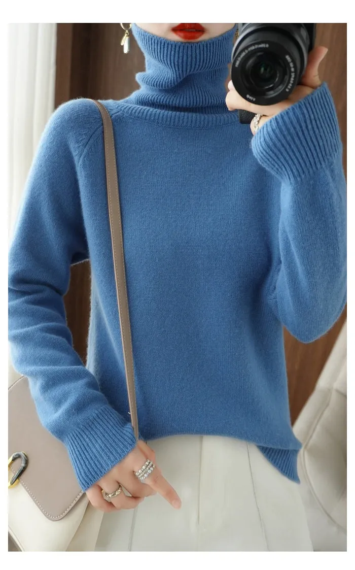 Women's Warm Turtleneck Cashmere Knit Jumper | Ideal for Autumn/Winter